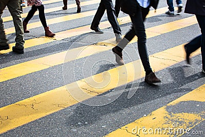 Urban traffic concept - city street with a motion blurred crowd Stock Photo