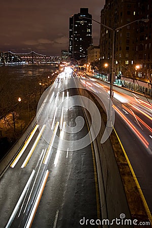 Urban Traffic at Night Stock Photo