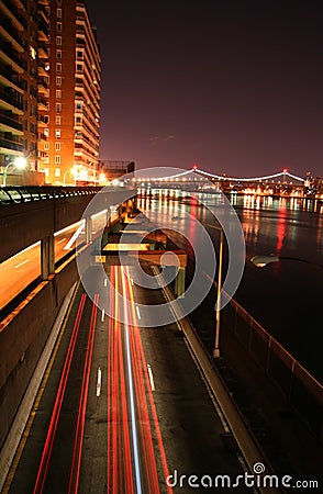 Urban Traffic at Night Stock Photo
