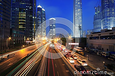 Urban transport traffic light trails Stock Photo