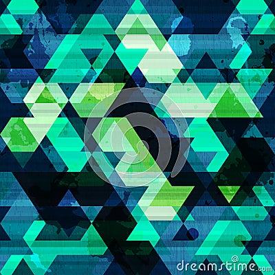 Urban triangle seamless pattern with grunge effect Vector Illustration