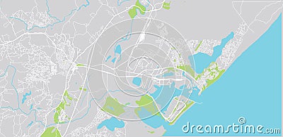 Urban vector city map of Richards Bay, South Africa. Vector Illustration