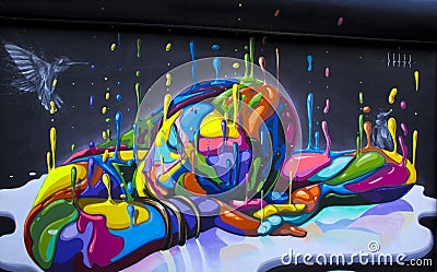 Urban Wall Art 1 - Wynwood Walls in Miami, Fl. Editorial Stock Photo