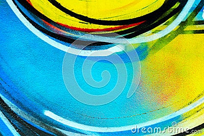 Urban wall - colorful backdrop. Graffiti closeup. Stock Photo