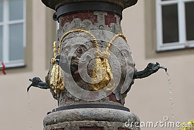 Urban well in Rothenburg ob der Tauber, Germany Stock Photo