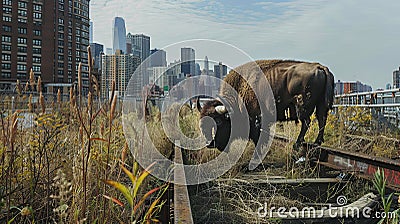 Urban Wildlife, Surprising Animals in the Concrete Jungle. Generative Ai Stock Photo