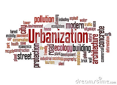 Urbanization word cloud concept 4 Stock Photo