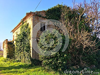 Urbex, abandoned house and mystery in Marche region, Italy. Ruins and nature Stock Photo