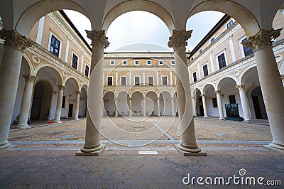 Courtyard of Ducal Palace in Urbino Editorial Stock Photo