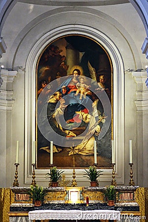 Urbino, Italy, Saint Domenico church detail, paint of the abside Stock Photo