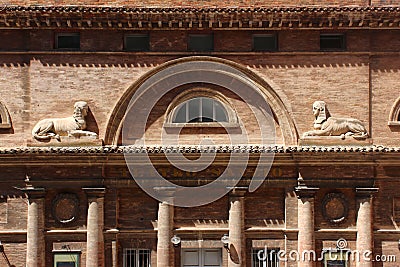 Urbino, Italy, Sanzio Theater detail, paint of the abside Stock Photo