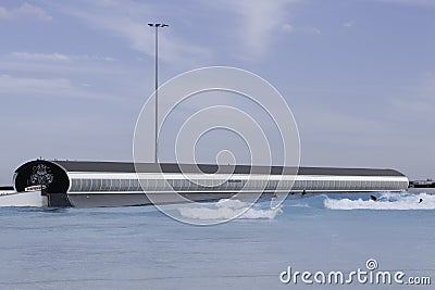 Urbnsurf is a commercial wave pool, a urban surf park in Melbourne, Australia Editorial Stock Photo