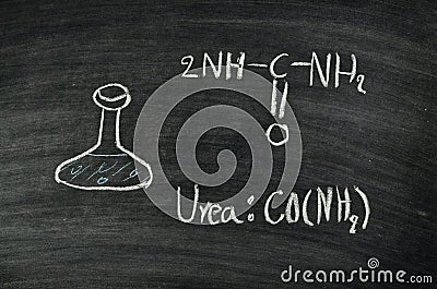 Urea acid on blackboard Stock Photo