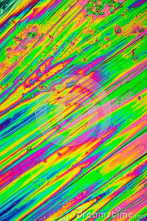 Urea crystals in polarized light Stock Photo