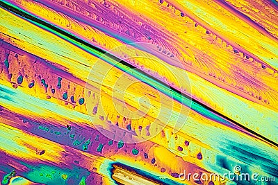 Urea crystals in polarized light Stock Photo