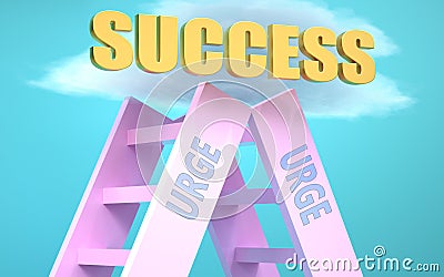 Urge ladder that leads to success high in the sky, to symbolize that Urge is a very important factor in reaching success in life Cartoon Illustration