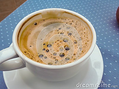 Urgent breakfast, coffee, fruit, bread Stock Photo