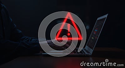 Urgent! Cyber Security Warning: Hacker Alert, Data Breach Risk, System Vulnerability Stock Photo