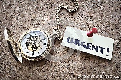 Urgent deadline note and time Stock Photo