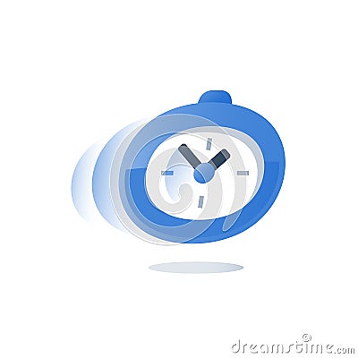 Urgent delivery period, fast service, time running, stopwatch in motion, deadline count down, quick survey, enrollment time limit Vector Illustration