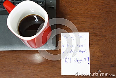 Urgent note make Report Stock Photo