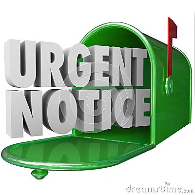 Urgent Notice Mail Critical Important Information Message Mailbox Stock Photo