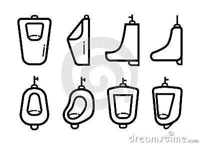 Urinal vector icon set in outline style Vector Illustration