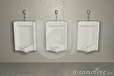 Urinals on dirty wall. Abstract background Stock Photo