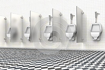 Urinals in a public bathroom Stock Photo