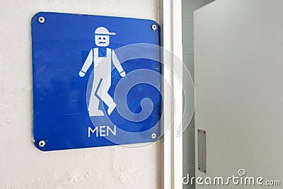 Urinary Urgency Toilet Sign for Boys Stock Photo