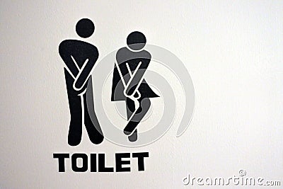 Urinary Urgency Toilet Sign for men and women Stock Photo