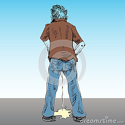 Urinating in Public Vector Illustration