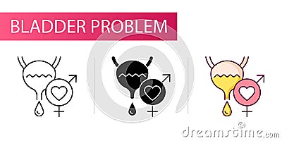 Urination during an intimate relationship. Line icon concept Vector Illustration