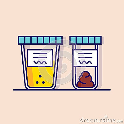 Urine and fecal analysis. Flat style. Vector Illustration