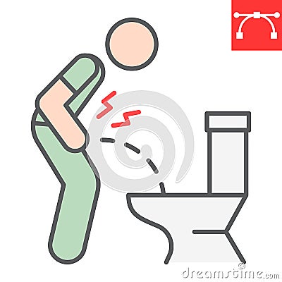 Urine pain color line icon, pee and illness, bladder ache vector icon, vector graphics, editable stroke filled outline Vector Illustration