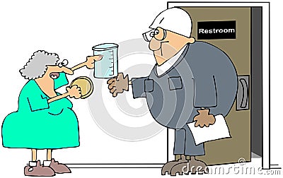 Urine Test Cartoon Illustration