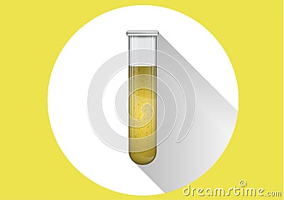 Urine test for doping in a glass tube. Medical examination. Vector Illustration