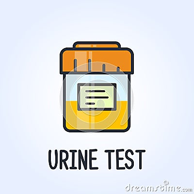 Urine test in a plastic jar icon, urinalysis, diagnosis bottle Vector Illustration