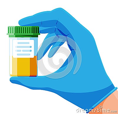 Urine Test Tube in Hand Isolated on White. Vector Illustration