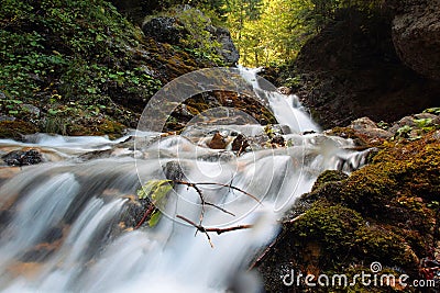 Urlatoarea waterfall in Bucegi Mountains, Busteni city Stock Photo