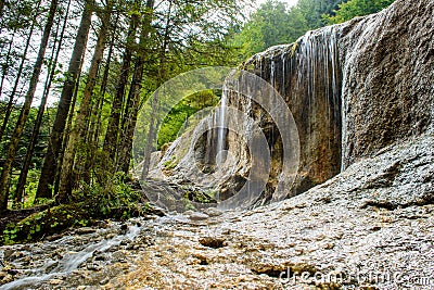 Urlatoarea waterfall from Vama Buzaului village, near Ciucas mountains, Brasov county,Transylvania,Romania Stock Photo