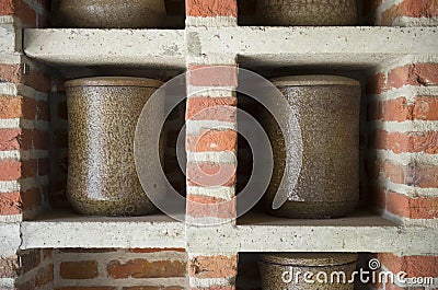 Urns in wall Stock Photo