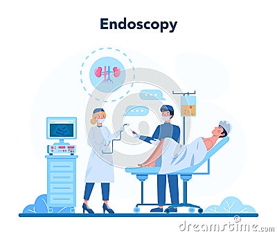 Urologist concept. Idea of kidney and bladder treatment, hospital Vector Illustration