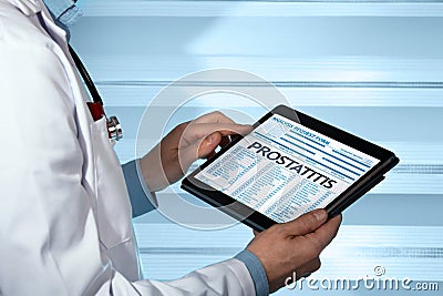 Urologist with a prostatitis diagnosis in digital medical report Stock Photo
