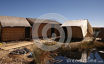 Uros - Floating island on titcaca lake in Peru Stock Photo