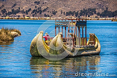 Uros floating islands of lake Titicaca, Peru, South America Stock Photo