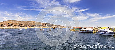 Uros Floating islands in Titikaka lake, in peru Editorial Stock Photo