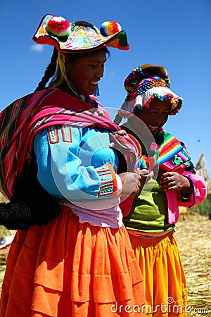 Uros native woman, Peru Editorial Stock Photo