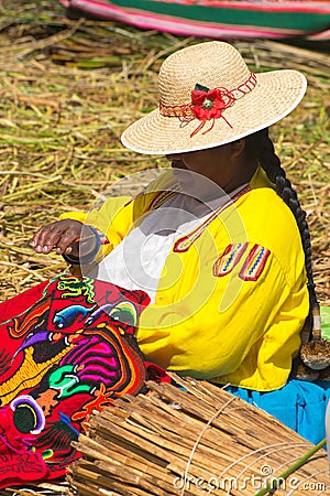 Uros People, Floating Island, Peru Editorial Stock Photo