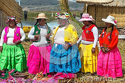 Uros People, Floating Island, Peru Editorial Stock Photo